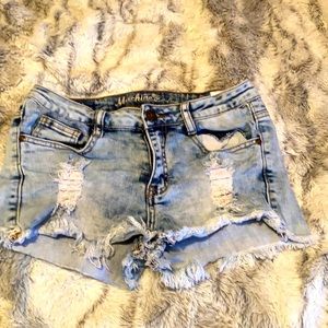 Acid wash short shorts